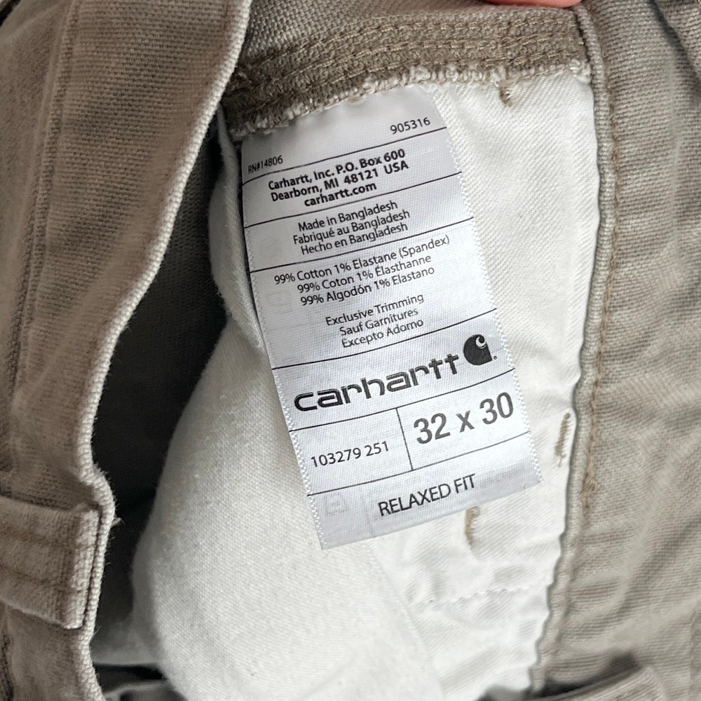 Carhartt Mens Relaxed Fit Canvas Carpenter Pants Tan Barn Chore Workwear 32x30 - Picture 4 of 12